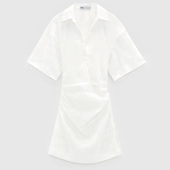 ZARA RUSTIC RUCHED DRESS XS - Picture 2 of 6